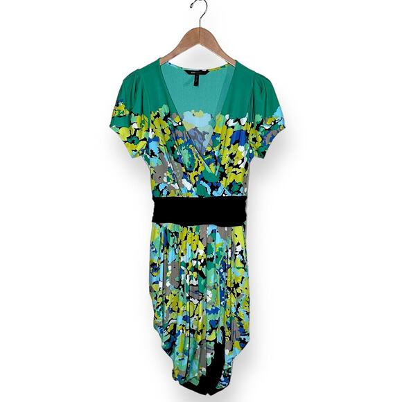 BCBGMAXAZRIA Emerald Tulip Dress Tie Waist Sheath Cocktail Green Chic Sexy Small - Picture 7 of 11